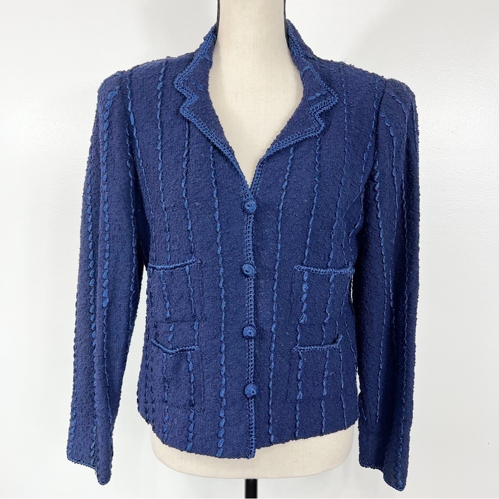 Vintage Bergdorf Goodman by Elizabeth Sands Navy Blue Blazer Jacket